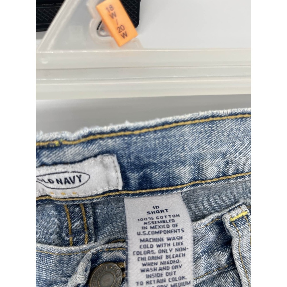 Old Navy sz 10 short Blue Loose Straight Leg Denim Faded distressed - Picture 3 of 4